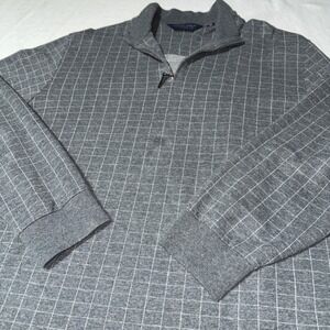Polo Golf Ralph Lauren Sweater Mens XL Gray Pima Alpaca Blend 1/4 Zip Windowpane